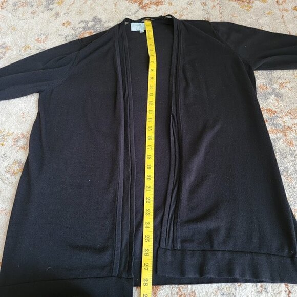 Joan Vass Open Front Mesh Detail Draped Cardigan - Size L - Picture 9 of 10